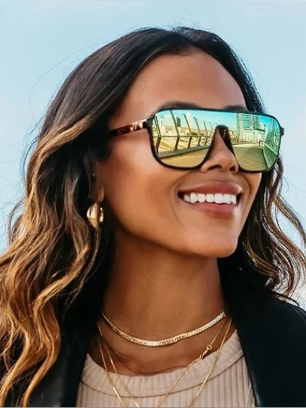 Blenders Eyewear-  Tortoise Meister x2 Shield Sunglasses Green Lenses UNISEX